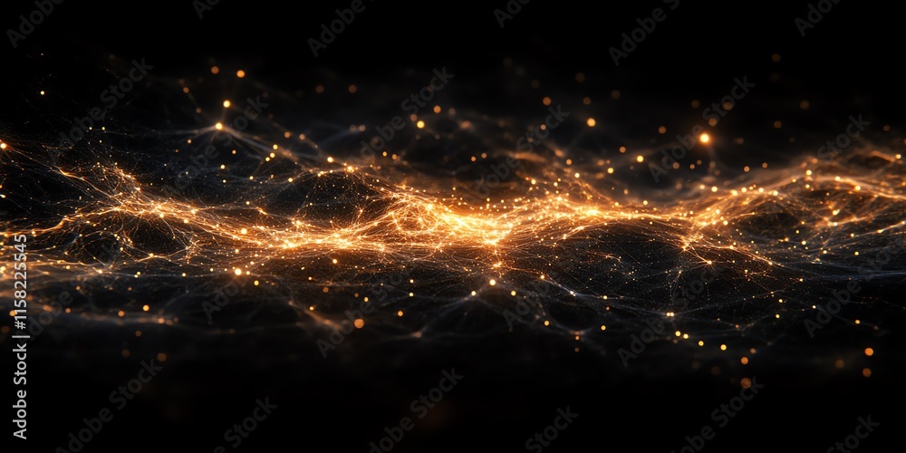 Aufkleber abstract representation of glowing particles and energy waves in a dark space.