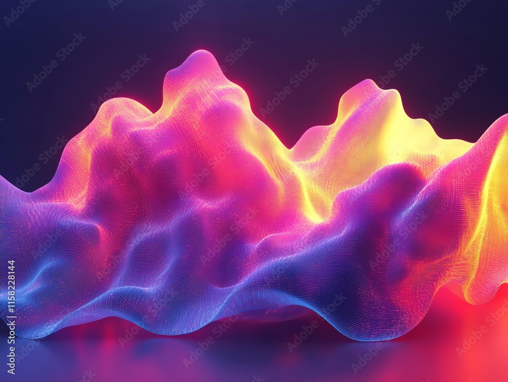 Aufkleber Abstract colorful wave-like structure with glowing elements, representing digital art.