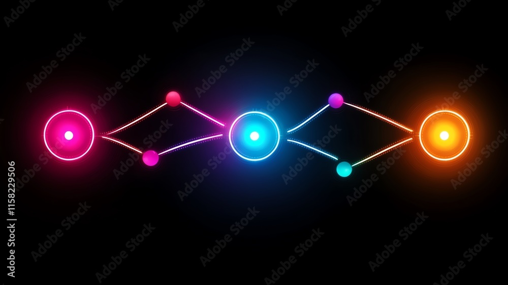 Aufkleber a vibrant, abstract illustration of interconnected nodes and lines in neon colors.