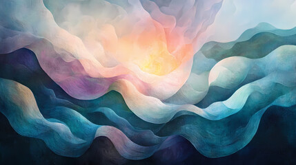 Celestial Dreamscape: Abstract art painting of swirling clouds and vibrant colors, evoking a sense of serenity and wonder.  