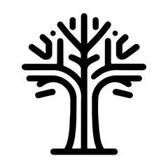 Nature-Inspired Monochrome Baobab Tree Icon with Elegant Foliage and Timeless Botanical Charm