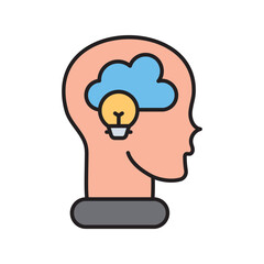 Imagination color line icon with white background vector stock illustration