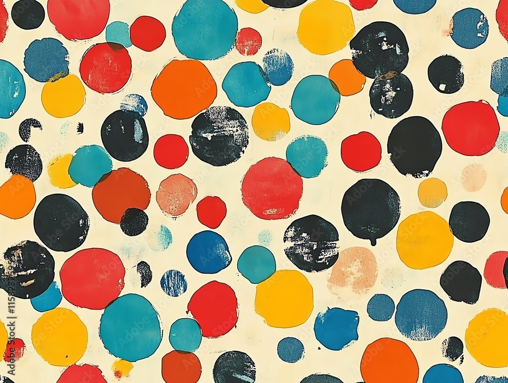 Aufkleber a vibrant pattern of colorful circles on a light background, showcasing playful design elements.