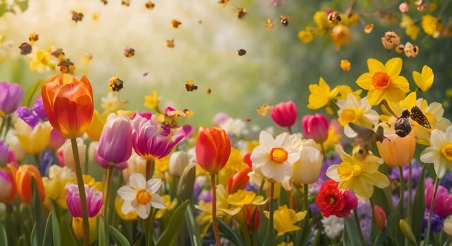 "Enchanting Flower Garden: A Beautiful Oasis of Blossoming Flowers, with a Rich Variety of Colors and Textures, from Soft Pastels to Bold Hues, Creating a Peaceful and Picturesque Floral Landscape"