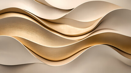 Golden Waves Abstract: Elegant, flowing curves in beige and gold create a luxurious and sophisticated abstract background. Perfect for design projects needing a touch of opulence and calm. 