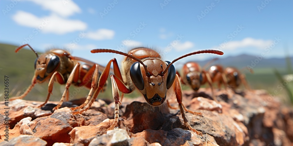 Sticker ant on the ground