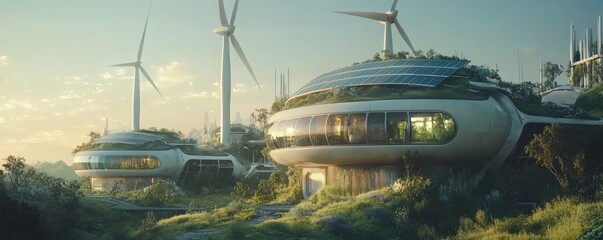 Fototapeta premium Futuristic renewable energy farm