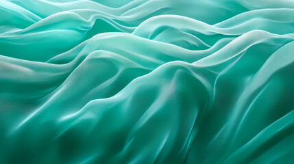 Obraz premium Abstract Teal Silk Drape: A serene and ethereal image of flowing turquoise silk fabric, creating a captivating abstract pattern of soft, gentle waves.