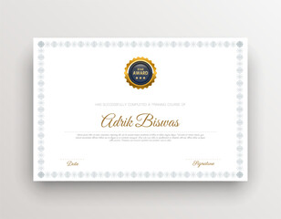 Certificate Template Business Training Achievement with Elegant and luxurious certificate awards template design