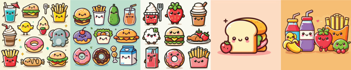 Very cute vector collection of cakes and donuts