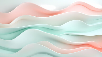 Abstract Pastel Waves:  A mesmerizing, minimalist abstract background with soft, flowing pastel waves in a delicate palette of pink, blue, and white.