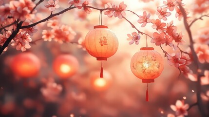 Obraz premium Celebrate chinese new year with happy lunar new year wishes in a watercolor background for joyful greetings