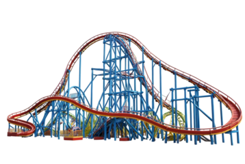 Roller coaster station in amusement park PNG
