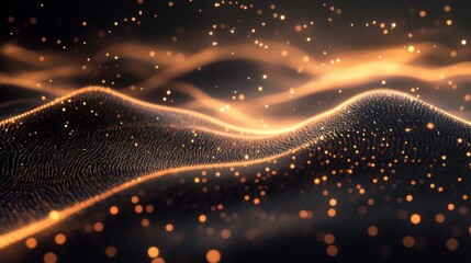 Golden Particle Wave Abstract Background Design