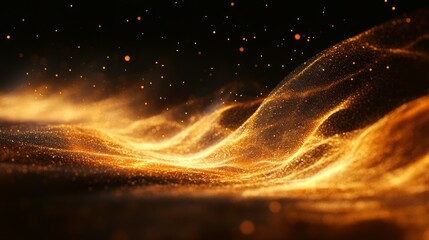 Golden Particle Waves Abstract Background