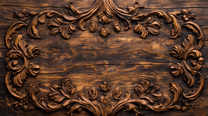 Dark Wood Carving Frame Texture 