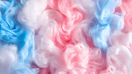 Fototapeta premium Abstract Swirls of Pastel Blue, Pink, and White: A dreamy and ethereal background image of swirling pastel blue, pink, and white colors, reminiscent of cotton candy or clouds.