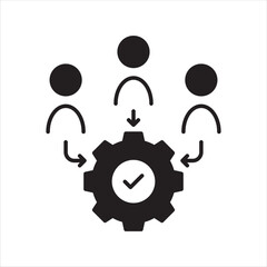 Teamwork glyph icon with white background vector stock illustration
