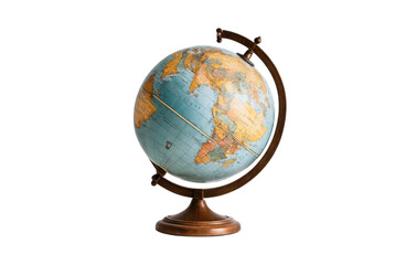 Vintage Globe with Stand for Exploring World Geography Png