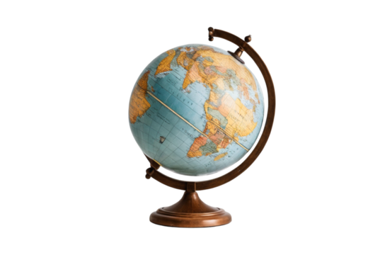 Vintage Globe with Stand for Exploring World Geography Png
