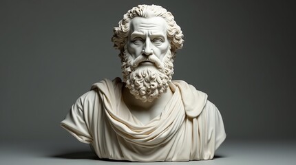 Obraz premium Elegant Marble Bust of a Bearded Ancient Philosopher or Historical Figure