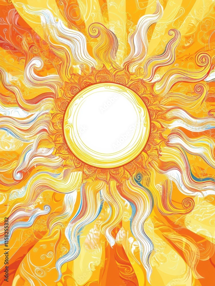 Aufkleber bright sun doodle with whimsical rays radiating warmth and positivity in a cheerful design. generati