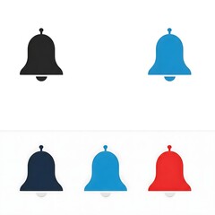 set of bells, black blue and red bell icon
