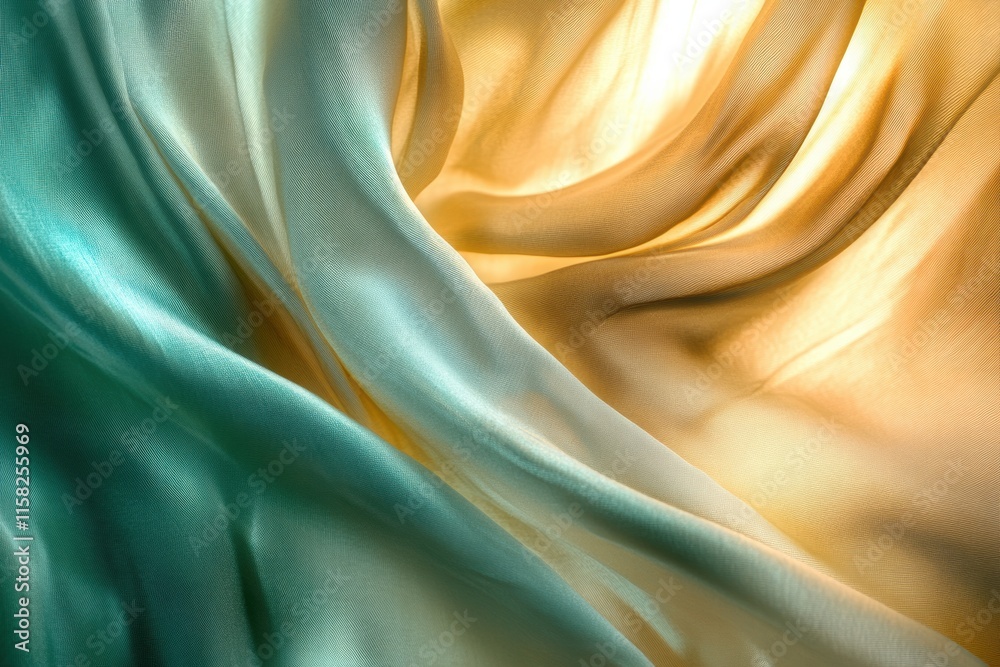 Leinwandbilder Luxurious silk fabric with flowing textures and soft colors creating an elegant backdrop for a mock up design. Generative AI