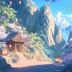 nice chinese new year theme for greeting cards or anime background