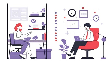 Flat design of a professional presenting an online webinar or training session