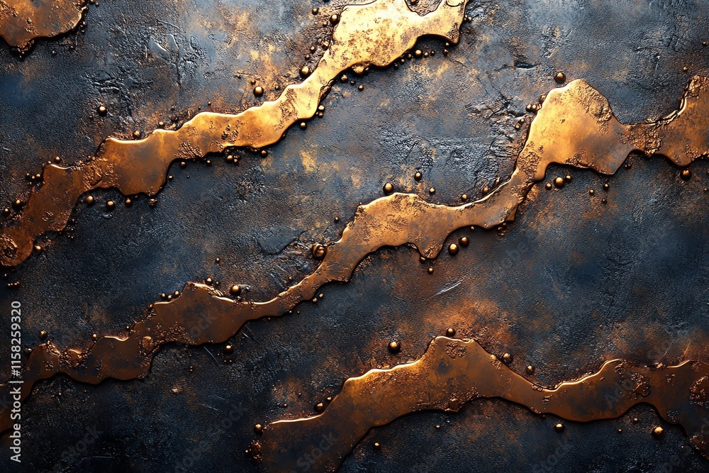Aufkleber abstract textured surface with metallic waves and dark background.