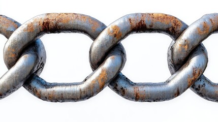 Fototapeta premium Rusty metal chain connecting links symbolizing strength and security