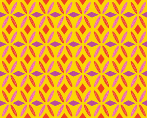 Modern vector illustration of modern ethnic batik with repeating geometric patterns.