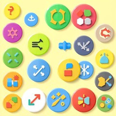 Fototapeta premium Colorful App Icons Interface Design Elements UI Kit Flat Style Buttons