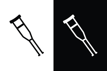 Crutches Glyph Icon. Bold Design for Healthcare Applications