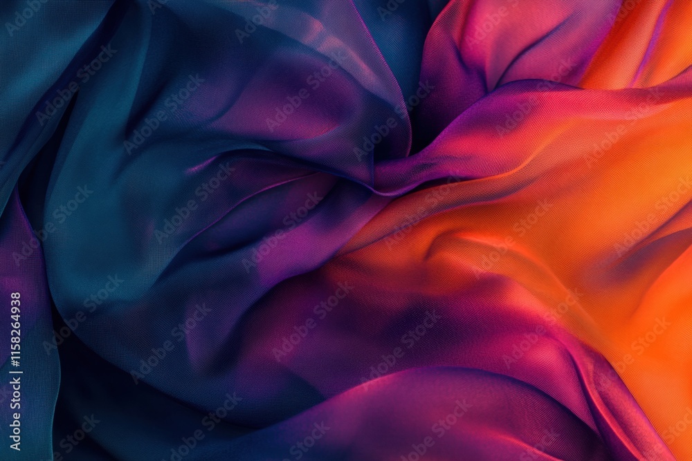 Aufkleber Luxurious silk fabric in vibrant colors with ample copy space for creative design and text placement. Generative AI