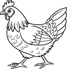 Hen silhouette vector, Hen or chicken vector illustration, Hen or chicken line art vector