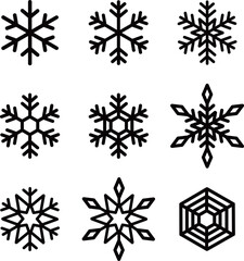 雪の結晶　アイコン　黒