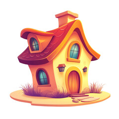 Charming Cottage Illustration: A whimsical digital painting of a cozy fairytale house.