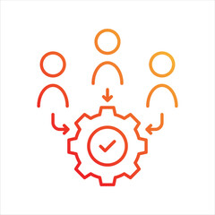 Teamwork gradient  icon with white background vector stock illustration