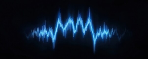 economic stability forecast concept. Blue audio waveform on a dark background representing sound visualization.