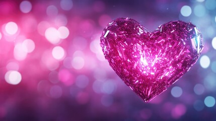 Obraz premium Elegant Gemstone Heart on Pink Crystal Background