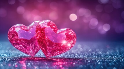 Obraz premium Heart of Gems on Radiant Pink Crystal Surface