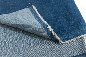 Abstract texture of natural dark blue color denim fabric.