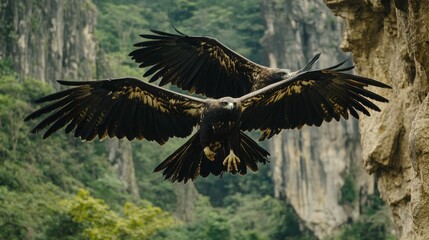 Fototapeta premium Majestic Birds Soaring Over Dense Jungle Valleys
