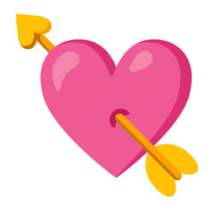 pink heart with arrow isolated