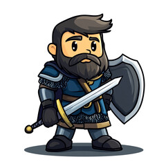 Obraz premium Brave Cartoon Knight, Defender of the Realm