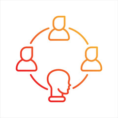 Social gradient  icon with white background vector stock illustration