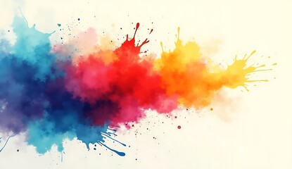 Fototapeta premium A bold explosion of radiant ink splashes in diverse hues of red, orange, blue, and pink, forming a vivid and lively abstract composition. Great for modern art concepts or creative