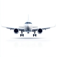 Obraz premium Air travel flight scene airplane in flight white background aviation photography front view conceptual design